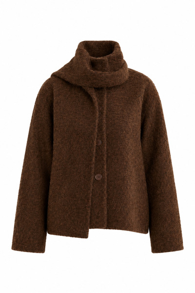 bussrabutik Short coat with buttoned lapels and a textured felt-like appearance