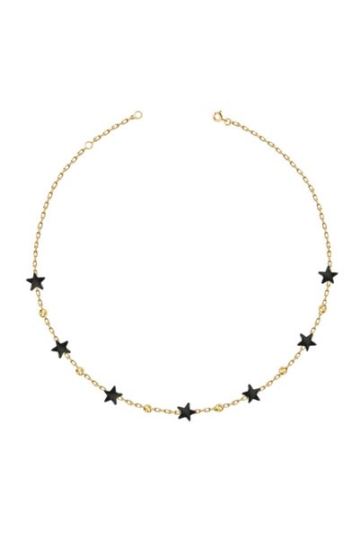 Jewelivery 18Kt Gold Necklace with Hematite Stars N1YK229