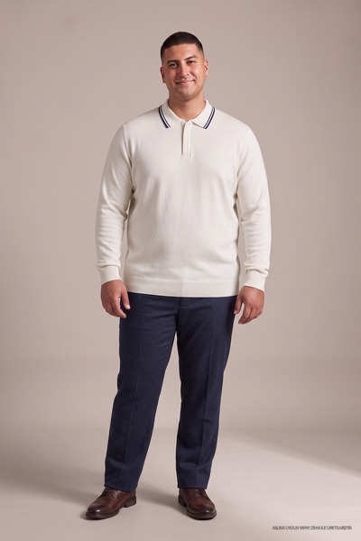 Maccali Hanorac din tricot cu guler polo, de culoare albă, pentru bărbați, mă...