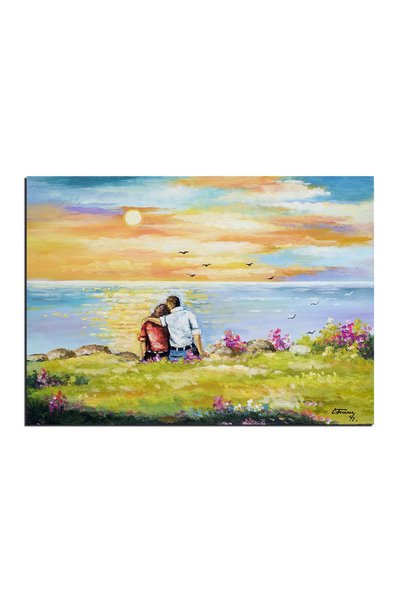 artnova Tablou indragostiti pictat manual living, dormitor, Impreuna pentru t...