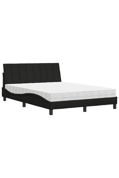 Syfax Pat cu saltea, Hanko, negru, 140x200 cm, textil