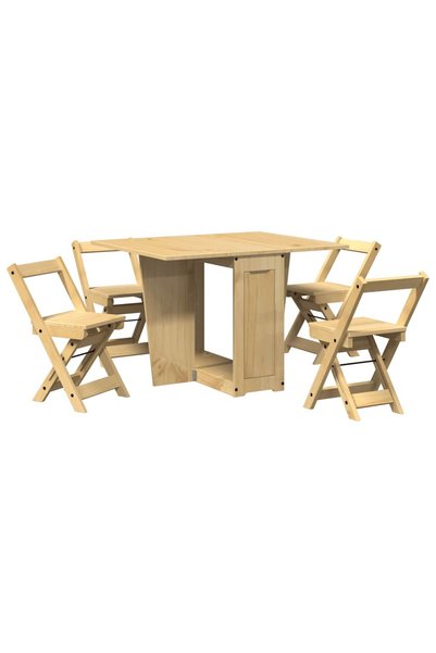 Syfax Set mobilier tip fluture Corona, pliabil 5 piese maro lemn pin
