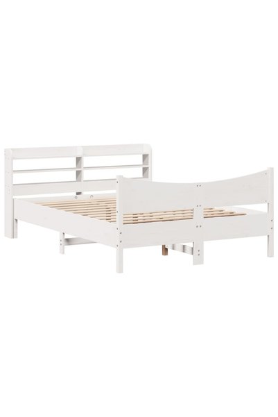 Syfax Cadru de pat cu tăblie, alb, 140x190 cm, lemn masiv de pin
