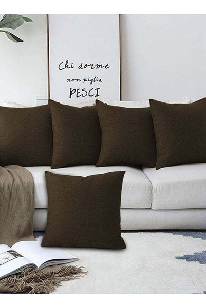 Generic Brand REGAL IN HOUSE 5 Pieces Square Linen Decorative Cushion Set Sol...