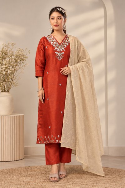 Mysha by arisha Rust red Suit