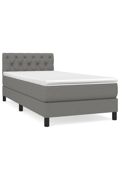 Syfax Pat box spring cu saltea, gri închis, 80x200 cm, textil