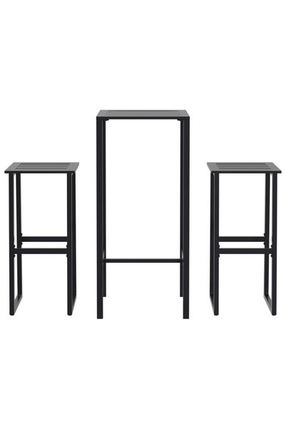 Syfax Set bar de grădină 3 piese, negru, oțel vopsit electrostatic