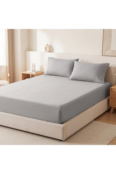 EBREEZZ King Size Fitted Sheet Set 200x203x30 cm with 4 Pillowcases