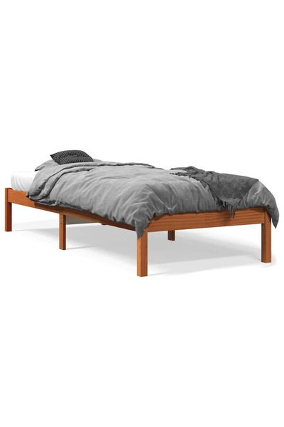 Syfax Pat de zi fără saltea, maro ceruit, 90x200 cm, lemn masiv pin