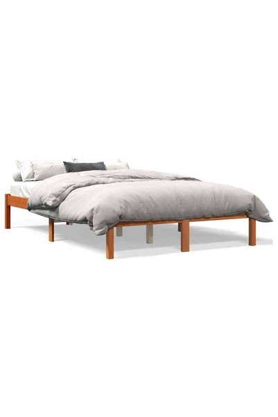 Syfax Cadru pat fără saltea, maro ceruit, 140x190 cm, lemn masiv pin