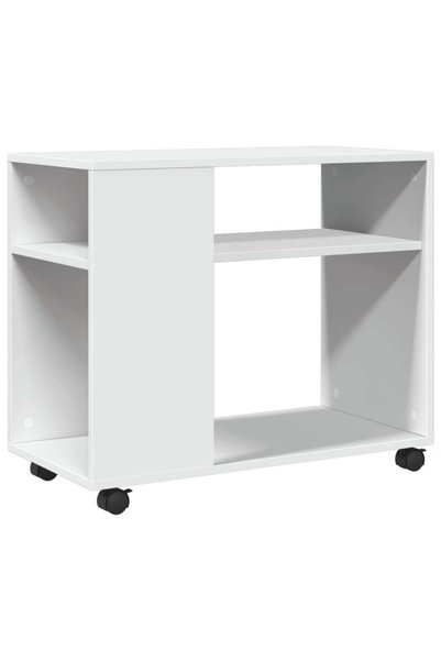 Syfax Măsuță laterală cu roți, alb/maro, 70x35x60 cm lemn prelucrat