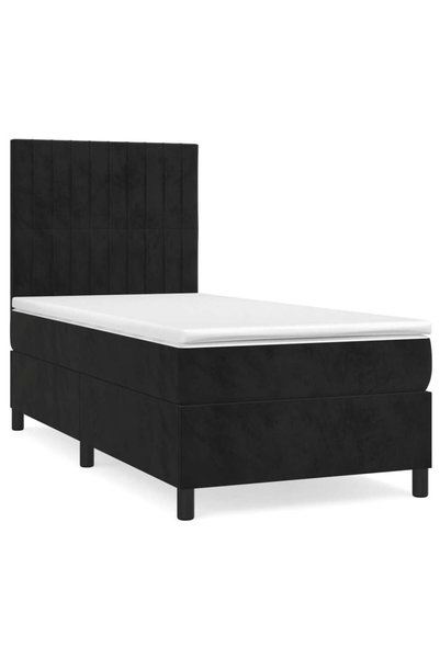 Syfax Pat box spring cu saltea, negru, 80x200 cm, catifea