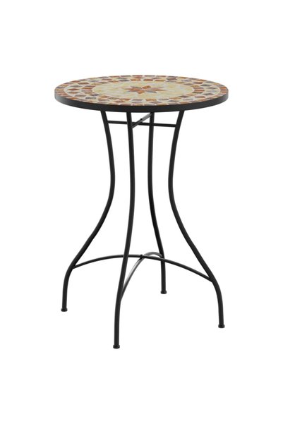 Syfax Masă de bistro mozaic, cărămiziu și alb, Ø50x70 cm, ceramică