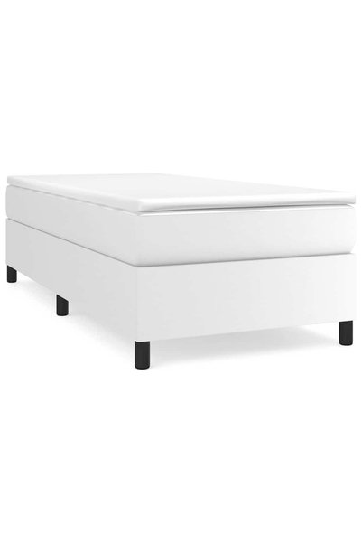 Syfax Cadru de pat cu arcuri, alb, 90x200 cm, piele ecologică