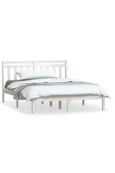 Syfax Cadru pat, alb, 140x200 cm, lemn masiv de pin
