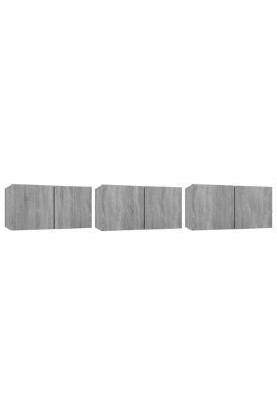 Syfax Dulap TV suspendat gri sonoma 3 buc. 60x30x30 cm lemn prelucrat