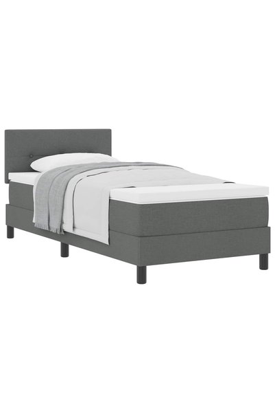 Syfax Pat cu arcuri cu headboard Gri închis 90 x 190 cm țesătură