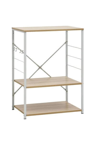 Syfax Dulap microunde, alb/stejar, 60x39,6x79,5 cm, lemn prelucrat