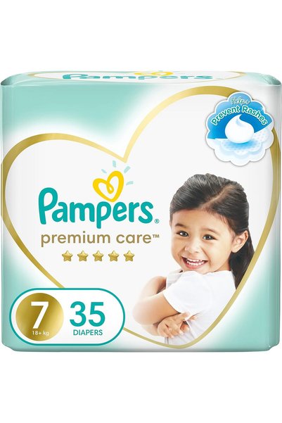 Pampers Premium Care Taped Baby Diapers, Size 7, 18+ kg, Unique Softest Absor...