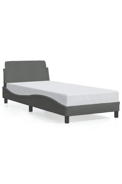Syfax Cadru de pat, Dover, gri închis, 90x200 cm, textil