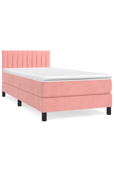 Syfax Pat box spring cu saltea, roz, 90x190 cm, catifea