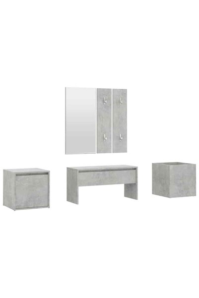Syfax Set de mobilier pentru hol, gri beton, lemn prelucrat