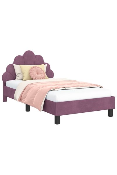 Syfax Cadru de pat pentru copii cu spătar Violet 80 x 160 cm Catifea