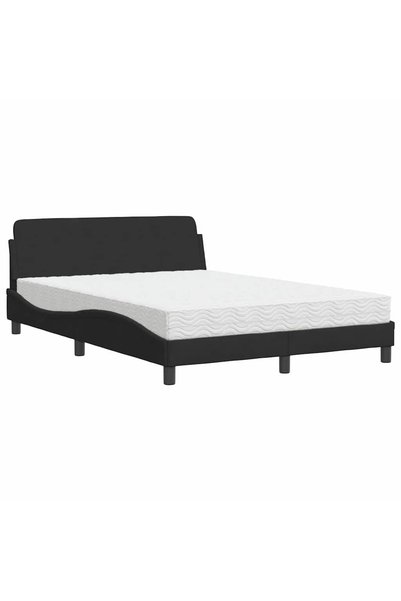 Syfax Pat cu saltea, Dover, negru, 140x200 cm, catifea