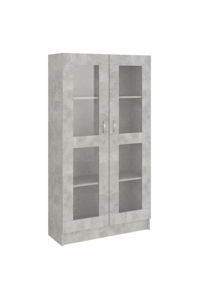 Syfax Dulap cu vitrină, gri beton, 82,5x30,5x150 cm, lemn prelucrat