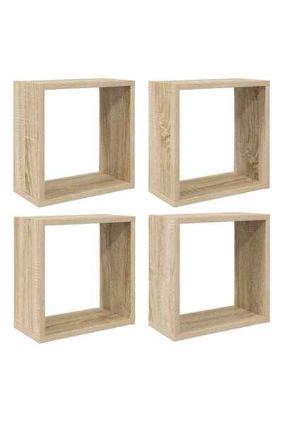 Syfax Rafturi de perete cub, 4 buc., stejar sonoma, 30x15x30 cm