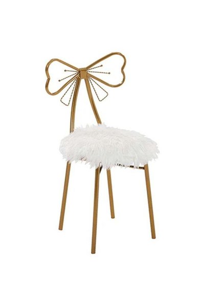 Generic Brand Golden Metal Makeup Chair – Butterfly Bow Backrest, Soft White ...