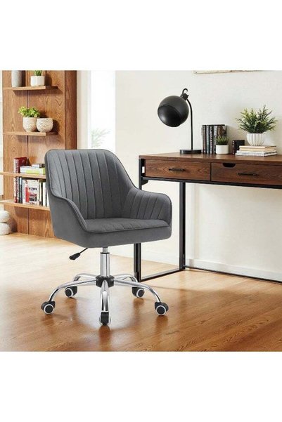 SONGMICS Office Chair, Swivel Chair, Makeup Vanity Chair, Velvet Surface, Adj...