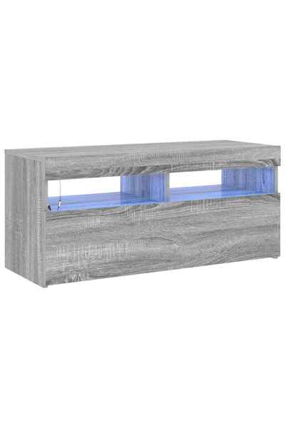 Syfax Comodă TV cu lumini LED, gri sonoma, 90x35x40 cm
