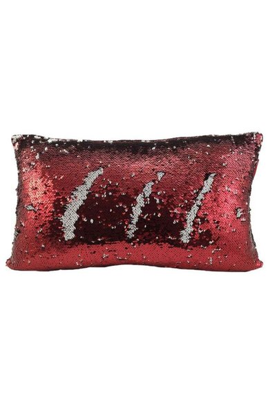 Generic Brand Ramsha Red & Silver Color Polyester Cushion with Filler for Sof...