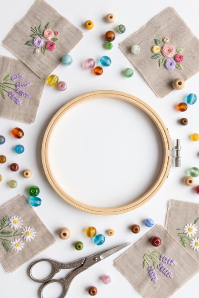 hobi dünyası evim Charming Wooden Screw-On Hoop 202-4 (18.5 cm) - Aida Cloth ...