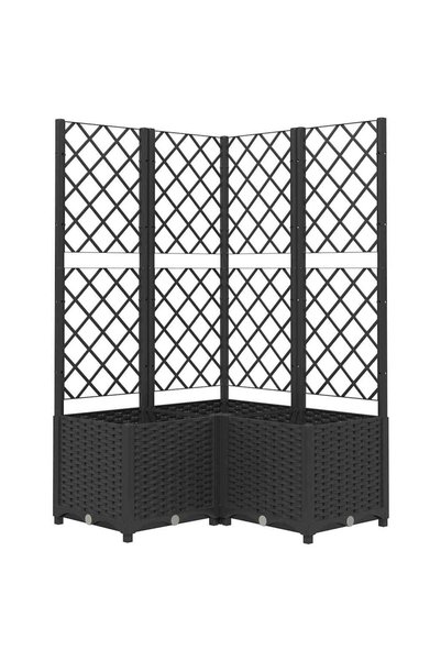 Syfax Jardinieră de grădină cu spalier negru, 80x80x136 cm, PP