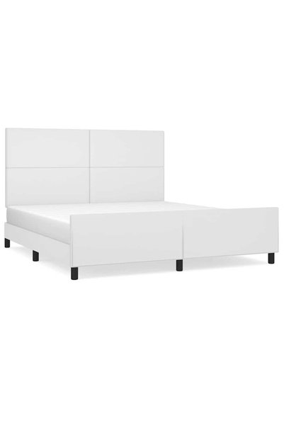 Syfax Cadru de pat cu tăblie, alb, 160x200 cm, piele ecologică