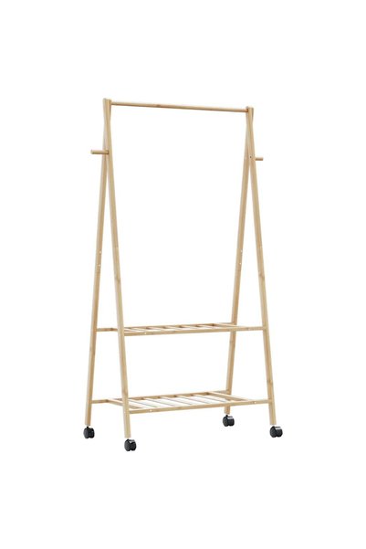 Syfax Suport pentru haine cu rafturi și roți 96x45,5x155,5 cm bambus