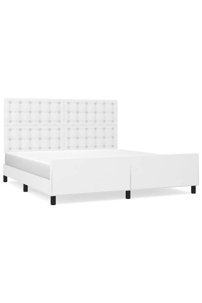 Syfax Cadru de pat cu tăblie, alb, 160x200 cm, piele ecologică