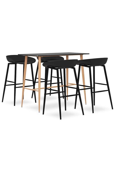 Syfax Set mobilier de bar, 5 piese, negru