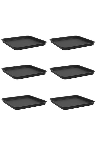 Syfax Tavă Pătrată pentru Flori 6 buc. Negru 32 x 32 x 2,5 cm Plastic