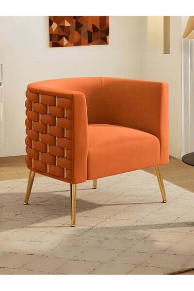 Generic Brand SEYNAR Modern Velvet Accent Chair, Tufted Barrel Armchair for L...