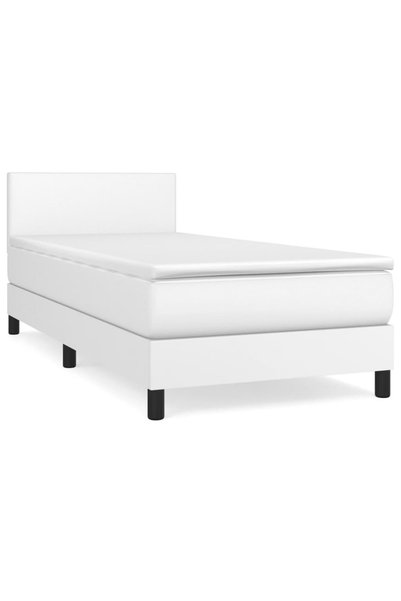 Syfax Pat box spring cu saltea, alb, 90x200 cm, piele ecologică