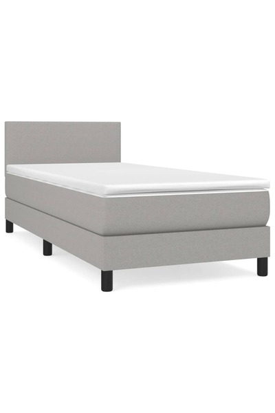 Syfax Somieră tip box spring cu saltea, gri deschis, 100x200 cm, textil