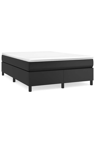 Syfax Cadru de pat cu arcuri, negru, 140x200 cm, piele ecologică