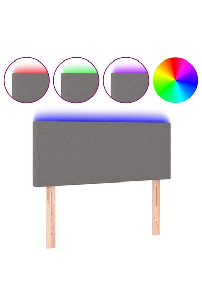 Syfax Tăblie de pat cu LED, gri închis, 90x5x78/88 cm, textil