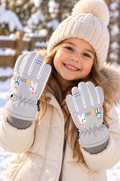 minik'o kids قفازات تزلج على الجليد KİTTİ K421-20 للبنات من 4-7 سنوات