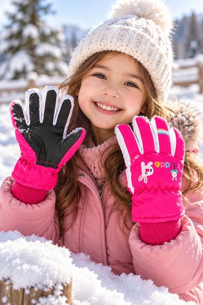 minik'o kids قفازات تزلج على الجليد KİTTİ K421-20 للبنات من 4-7 سنوات