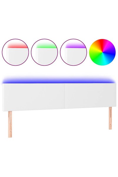 Syfax Tăblie de pat cu LED, alb, 160x5x78/88 cm, piele ecologică