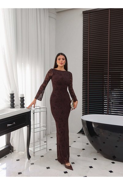 ESRAHELVACI Rochie din tul jacquard cu spatele gol